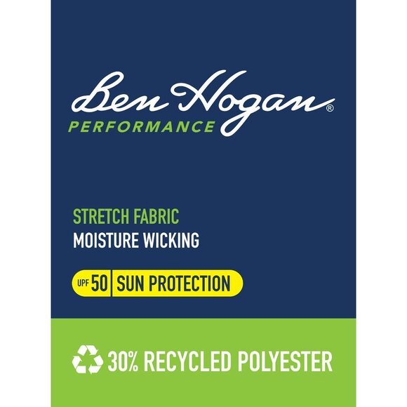 Ben Hogan Men's Blue Camouflage Golf Polo UVA Protection Short Sleeve Shirt - Picture 3 of 4